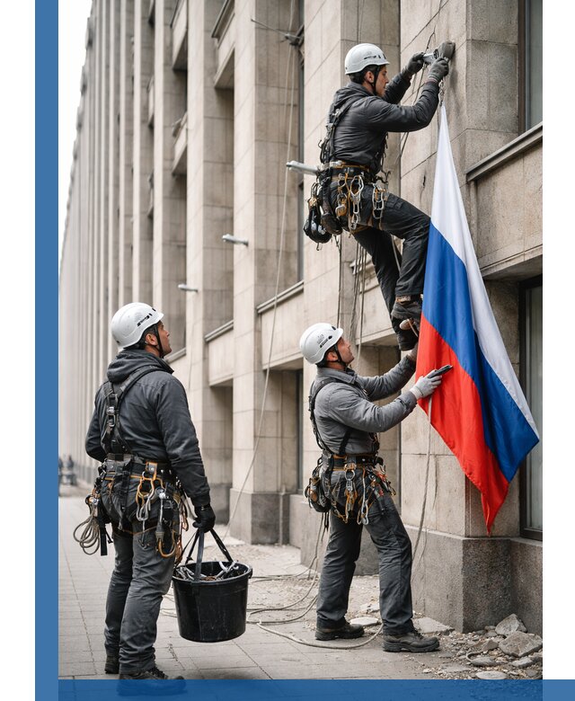 Профессиональная установка флагов на фасаде в Кемерово