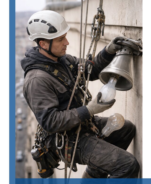 Замена ламп на высоте в Кемерово профессионально и быстро