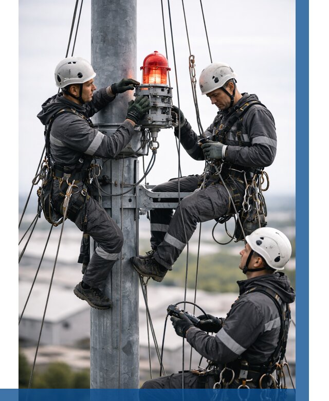 Монтаж заградительных огней в Кемерово от 8845 р. | ВЫСОТНИК-Кмр