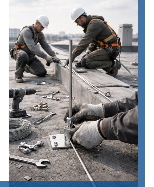 Монтаж молниезащиты на кровле в Кемерово цена от 26015 р. | ВЫСОТНИК-Кмр