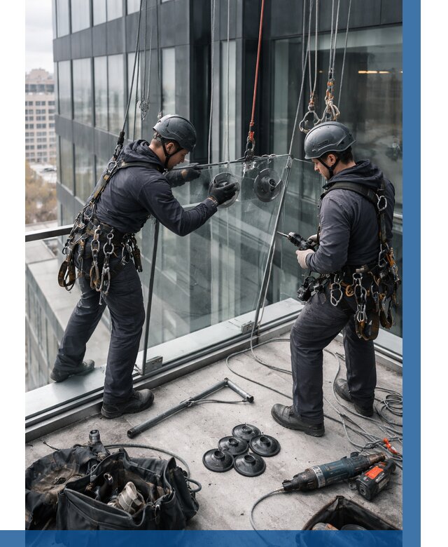 Монтаж стеклянных ограждений в Кемерово от 2602 р. | ВЫСОТНИК-Кмр