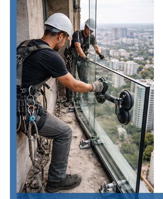 Монтаж стеклянных ограждений под ключ с гарантией в Кемерово