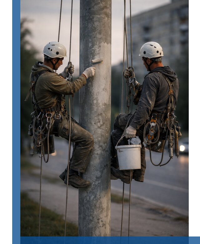 Покраска опор освещения и антикоррозийная защита в Кемерово