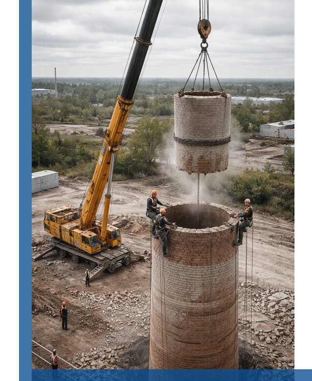 Демонтаж дымовой трубы в Кемерово с гарантиями безопасности