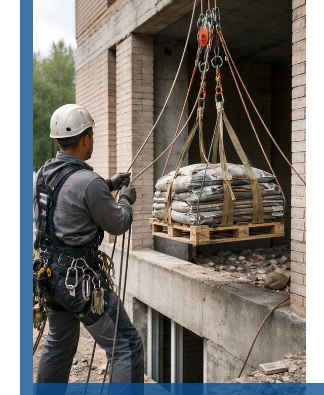 Подъем материалов на этаж веревками в Кемерово оперативно