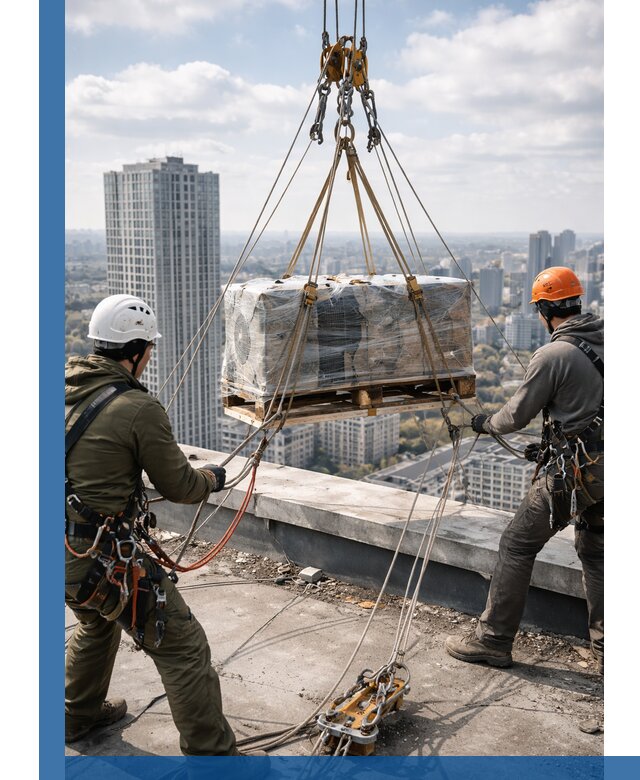 Подъем и монтаж крупногабаритных грузов на крышу в Кемерово