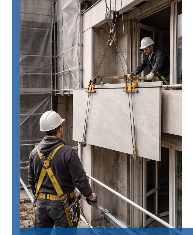 Подъем керамогранита на этаж в Кемерово грузчиками и техникой