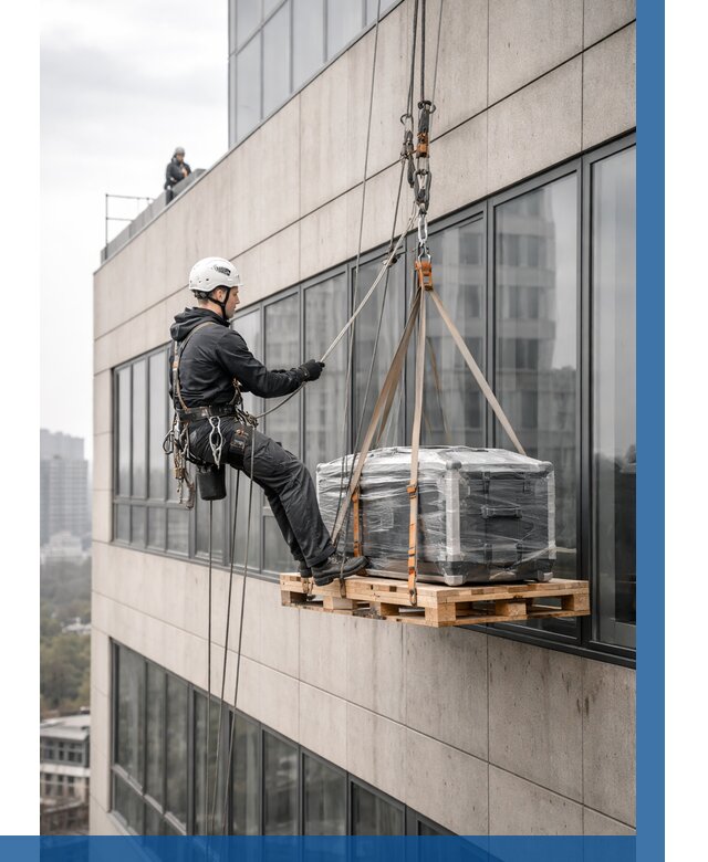 Спуск груза по фасаду в Кемерово от 3642 р. | ВЫСОТНИК-Кмр