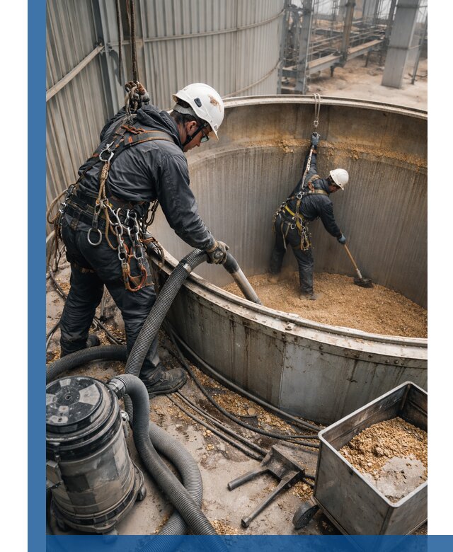 Профессиональная чистка зерновых бункеров в Кемерово с выездом