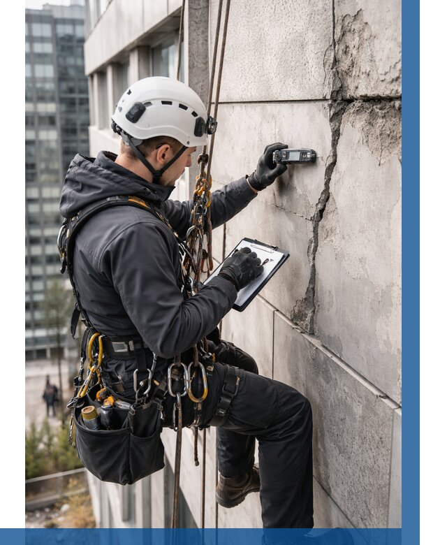 Обследование фасада альпинистами в Кемерово от 125 р. | ВЫСОТНИК-Кмр