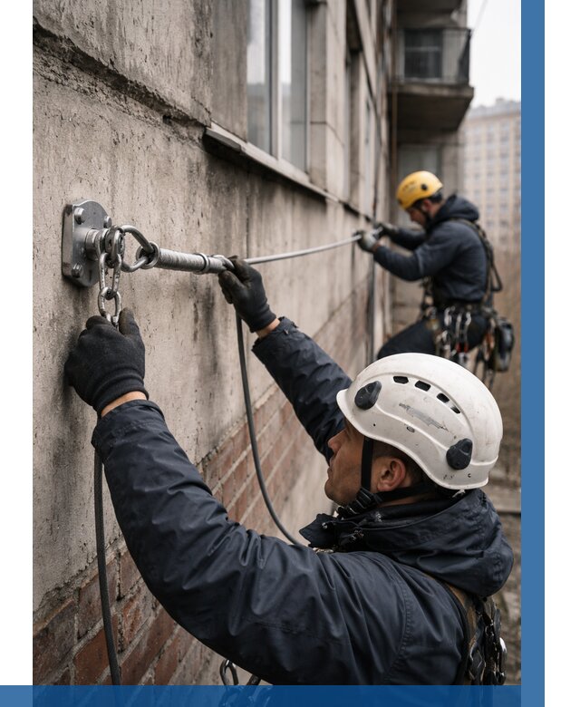 Монтаж анкерных линий в Кемерово от 3122 р. | ВЫСОТНИК-Кмр