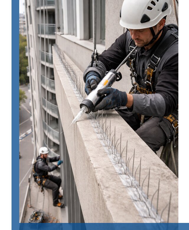 Установка шипов от птиц на фасадах и кровлях в Кемерово